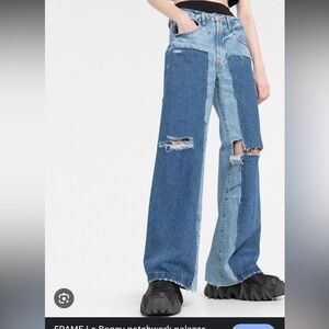 Frame Le Baggy Palazzo Versailles Patchwork Jeans